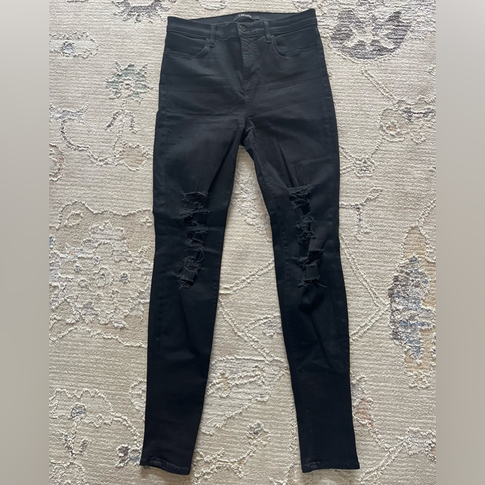 JBrand Maria High Rise Distressed Jean sz 29 in black